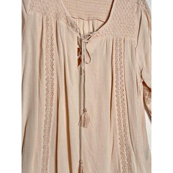 Neiman Marcus Women's Tie Neck Long Sleeve Pullover Top in Blush Pink - Sz M - Picture 3 of 6